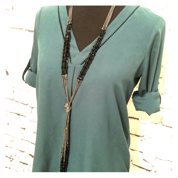 White House Black Market Tops - WHBM Dark Green Tunic Top XS Short/Long Sleeved